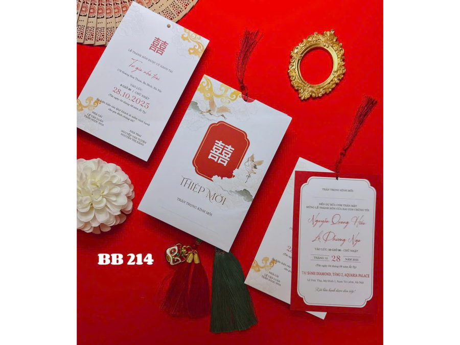 Thiệp trắng đỏ - BB214