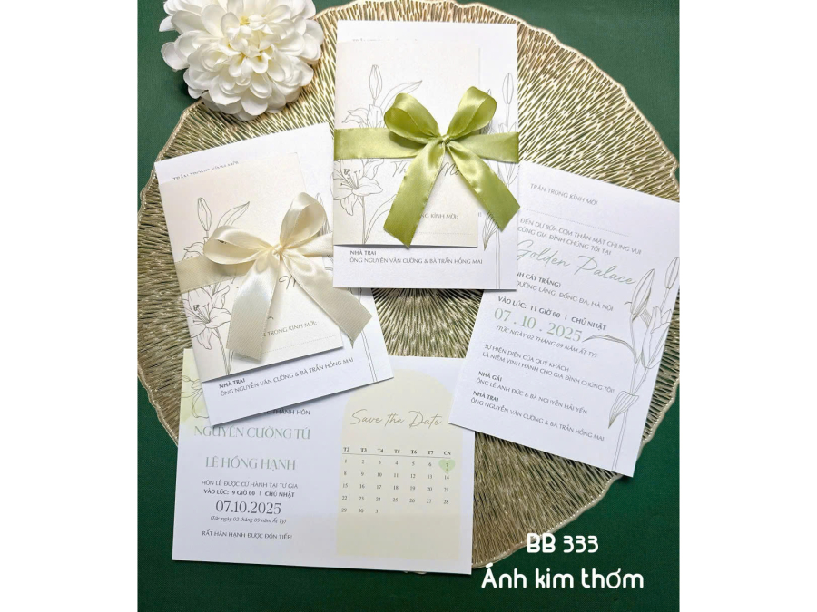 Thiệp be vàng - BB333
