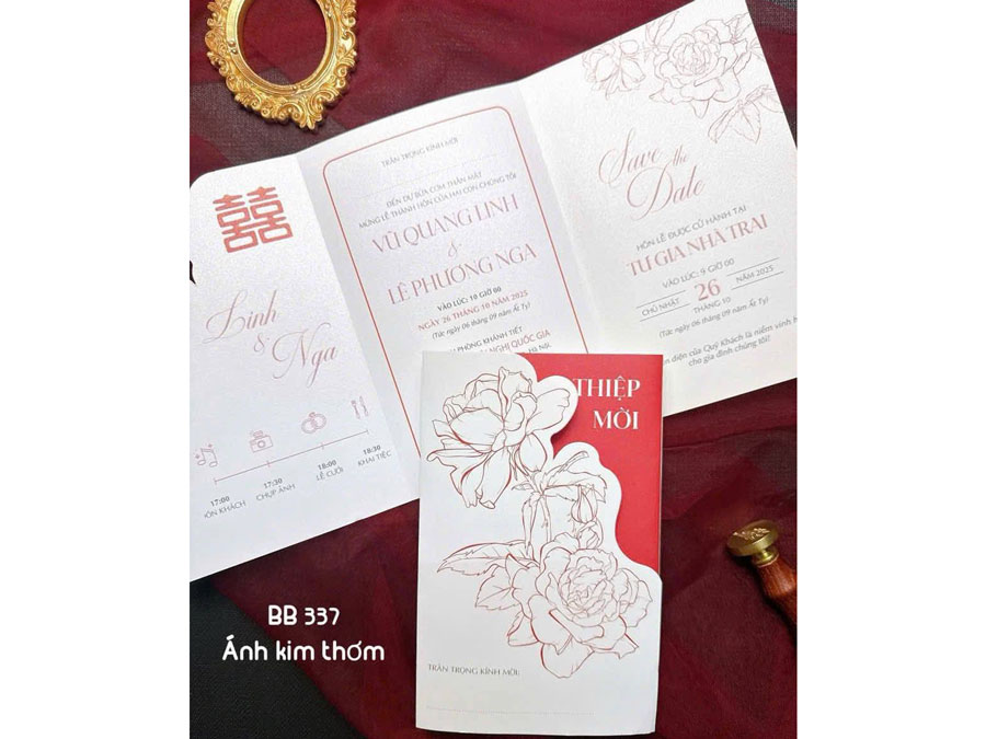 Thiệp Trắng Đỏ - BB337