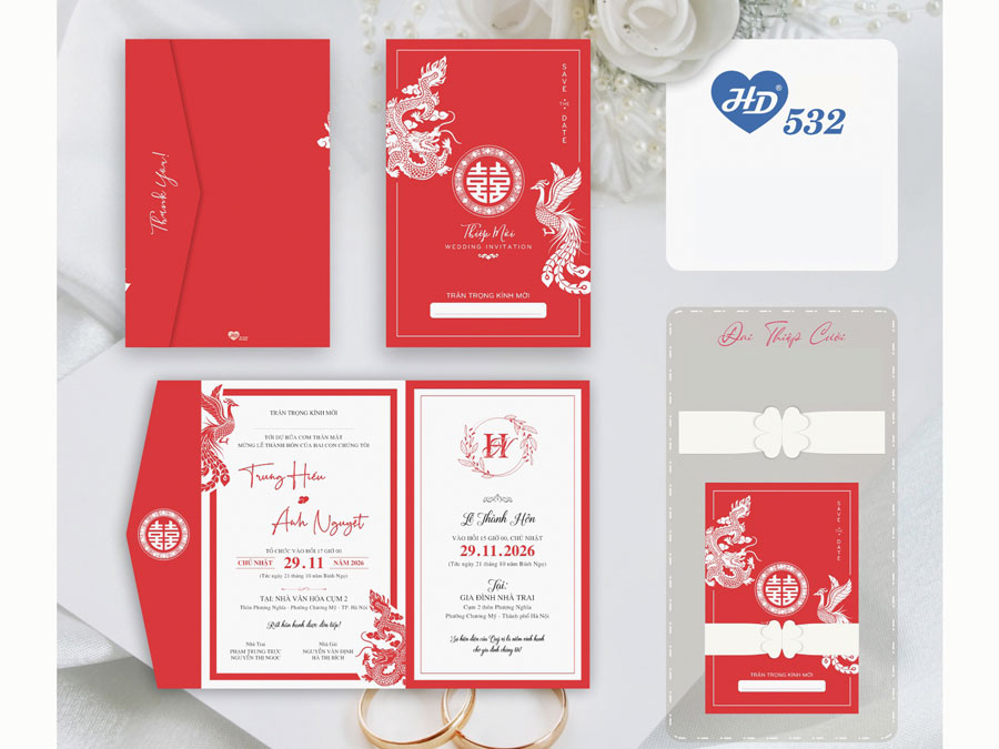 Thiệp rồng phượng - HD532