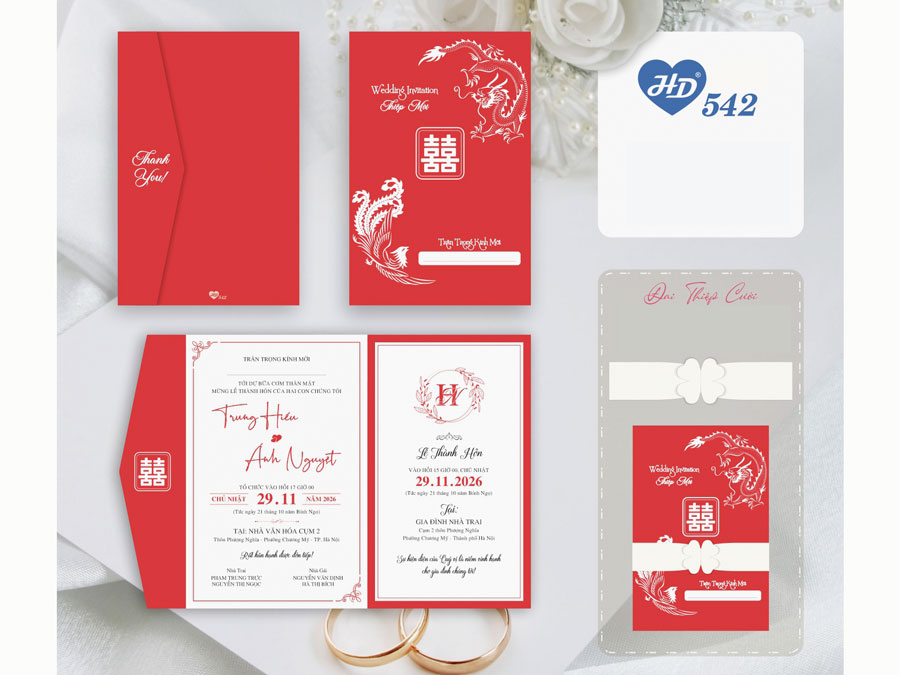 Thiệp rồng phượng - HD542
