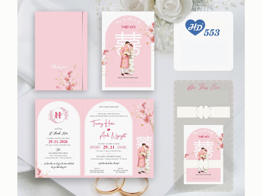 Thiệp Chibi hồng - HD553