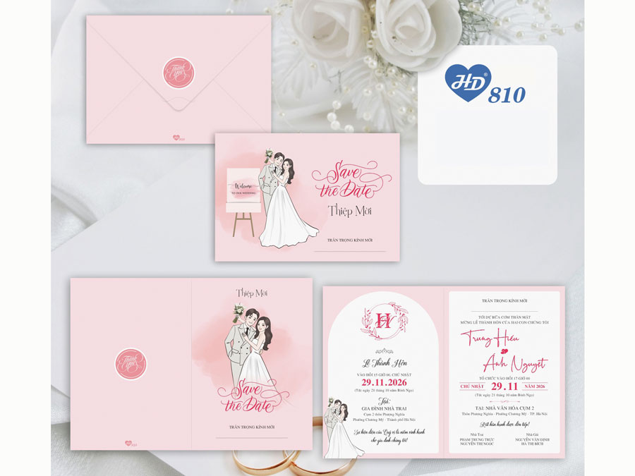 Thiệp Chibi Hồng - HD810