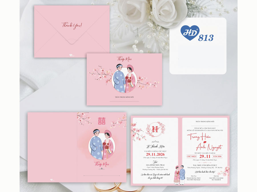 Thiệp Hồng Chibi - HD813
