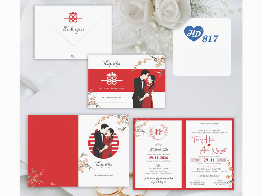 Thiệp Hỷ Đỏ - HD817