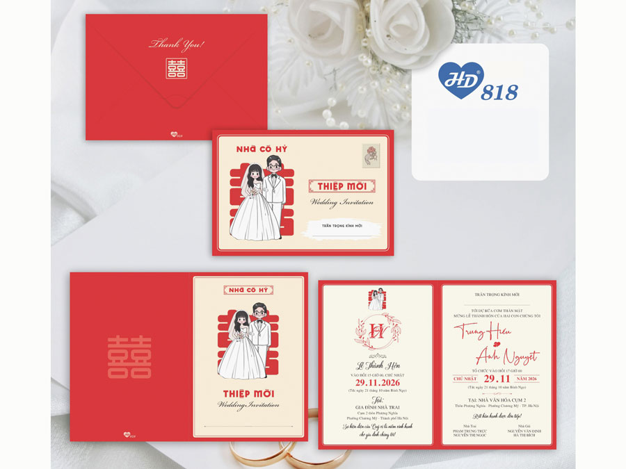 Thiệp Hỷ Chibi - HD818
